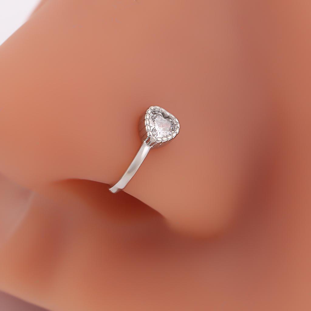Wind Love Nose Ring Sweet Design Sense Fashion Nose Stud Versatile Zircon Puncture Free Heart Nose Clip