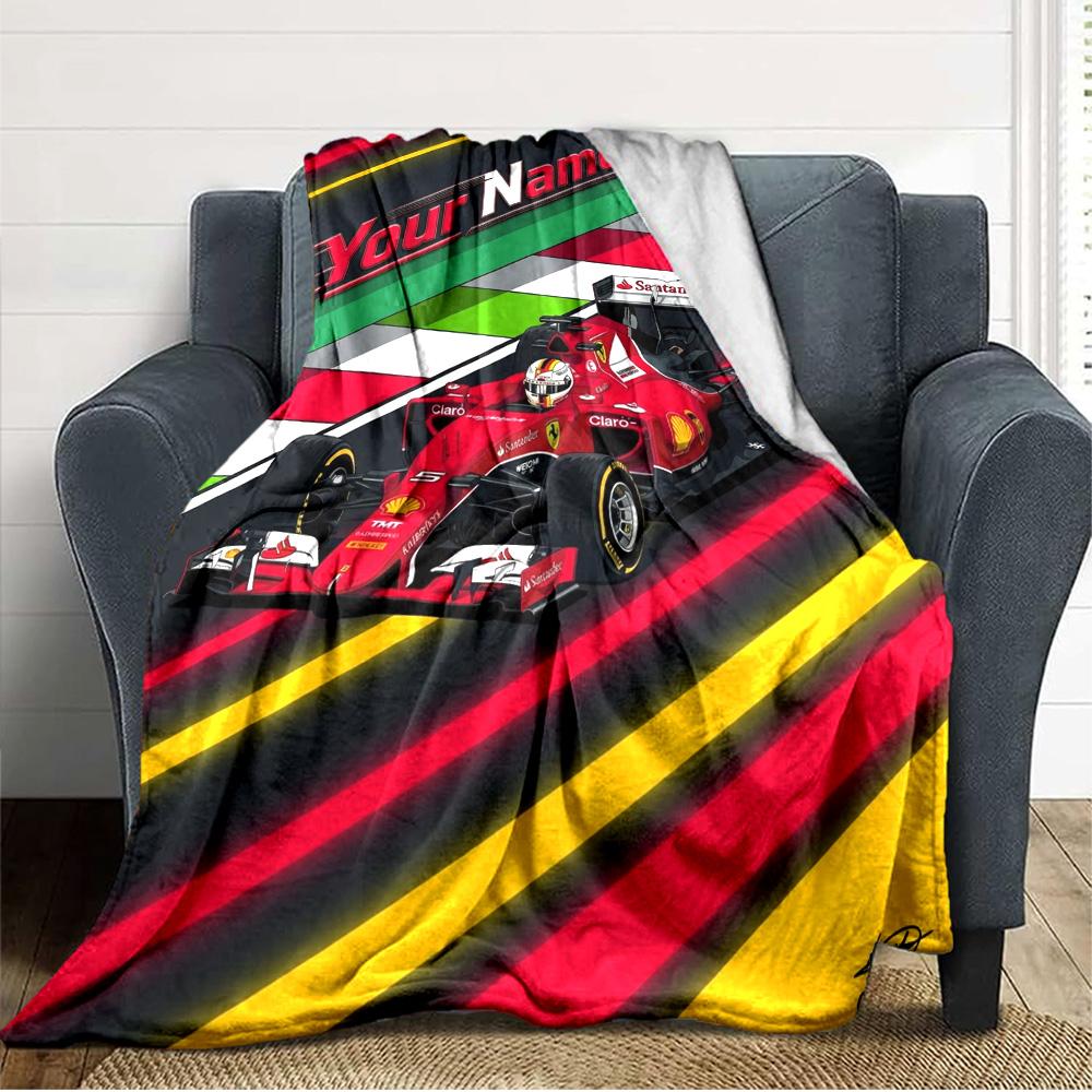 Name Custom Racing Poster Print Flannel Blanket High Quality Warm Comfortable Cover for All Seasons Perfect for Gifts Home Decor
