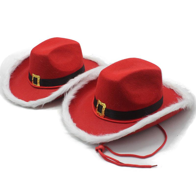 Stage Festival Performance Hat One-word Hat European and American Christmas Series Top Hat Premium Sense Warped Edge Cowboy Hat