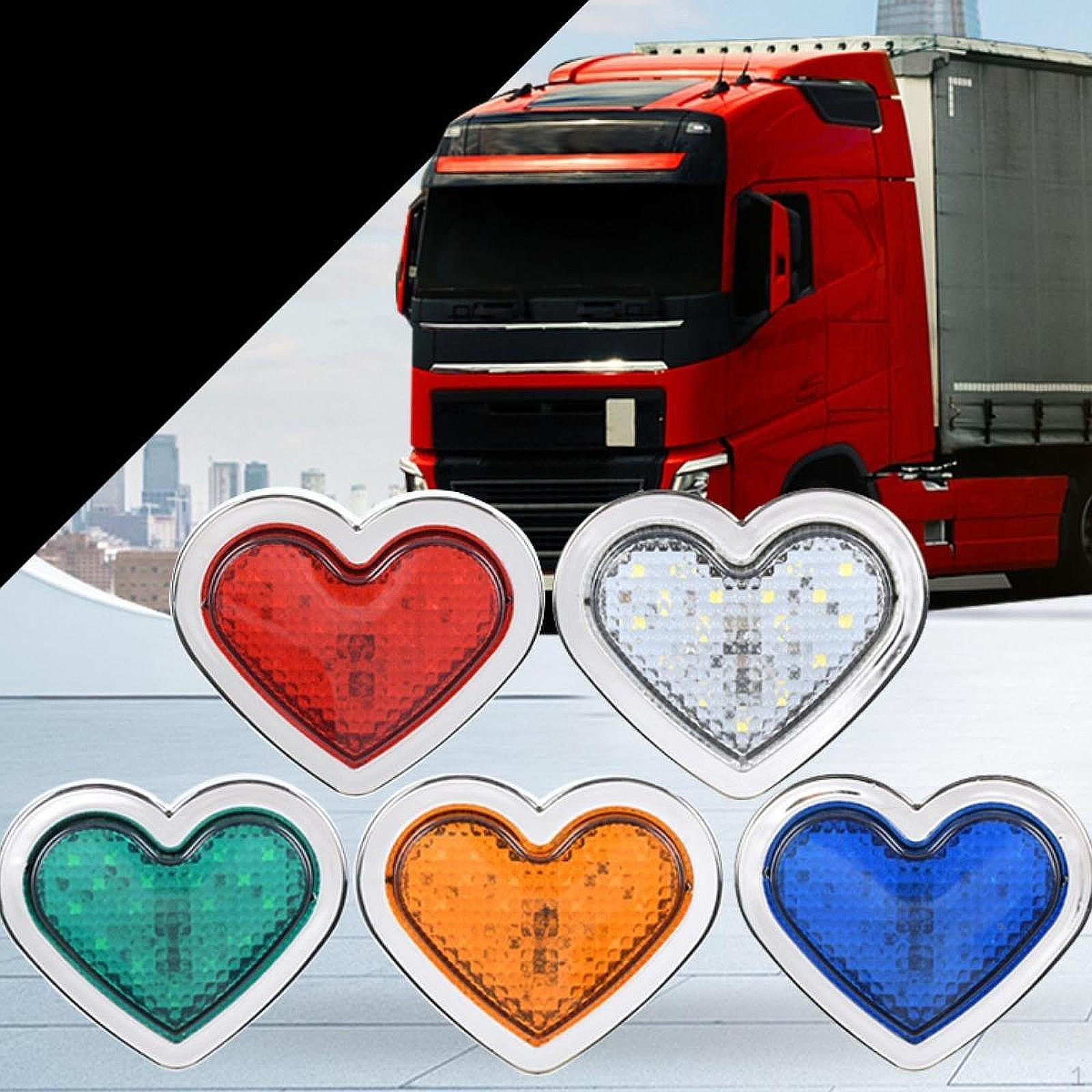 

2 шт. Боковые габаритные огни в форме сердца, светодиодный индикатор сигнала для автомобилей, грузовиков, прицепов зелёный