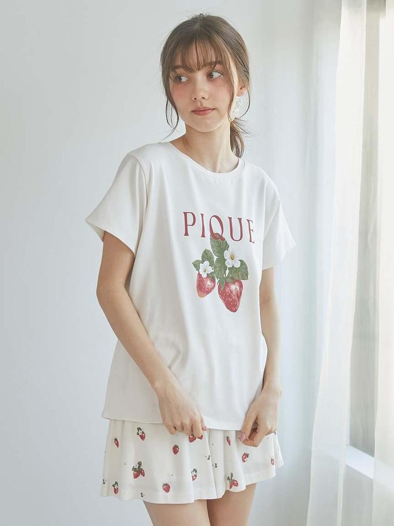 Gelato Pique Strawberry PWCT251283 OWHT Free Size One-Point T-Shirt Women's