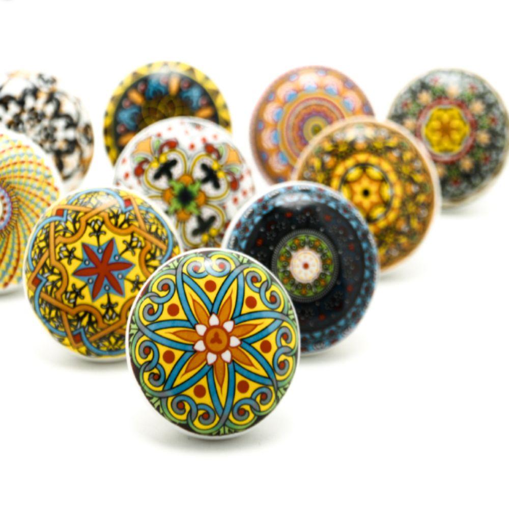 Ceramic Material Ceramic Pull Handle Circular Shape Bohemian Furniture Handle Cabinets