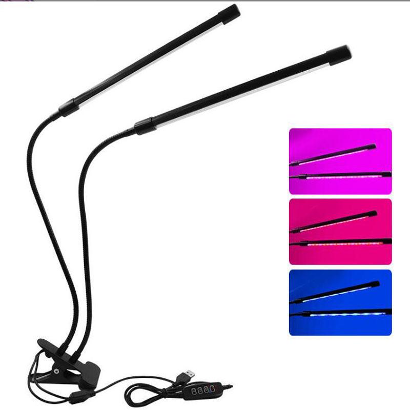 

USB LED Grow Light Timed Full Spectre For Plants Tent Greenhouse Hydroponics Planting System 9 Dimmable Flower Clip Phyto Lamp 2 Head USB