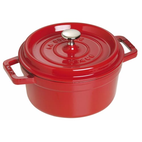 Staub Pico Cocotte Round Cherry 22cm, Double-Handled Cast Iron Enamel Pot, Induction Compatible, Officially Sold in Japan, La Cocotte Round 40509-825-