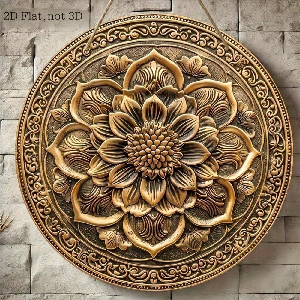 Ručně vyřezávané dřevěné mandalové nástěnné umění 8palcová kulatá geometrická dekorace pro domov Bohemický Květ života Ornament
