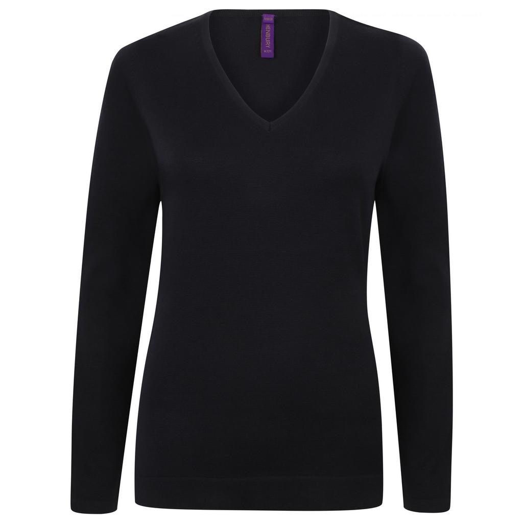 Henbury Womens/Ladies Lightweight V Neck Jumper