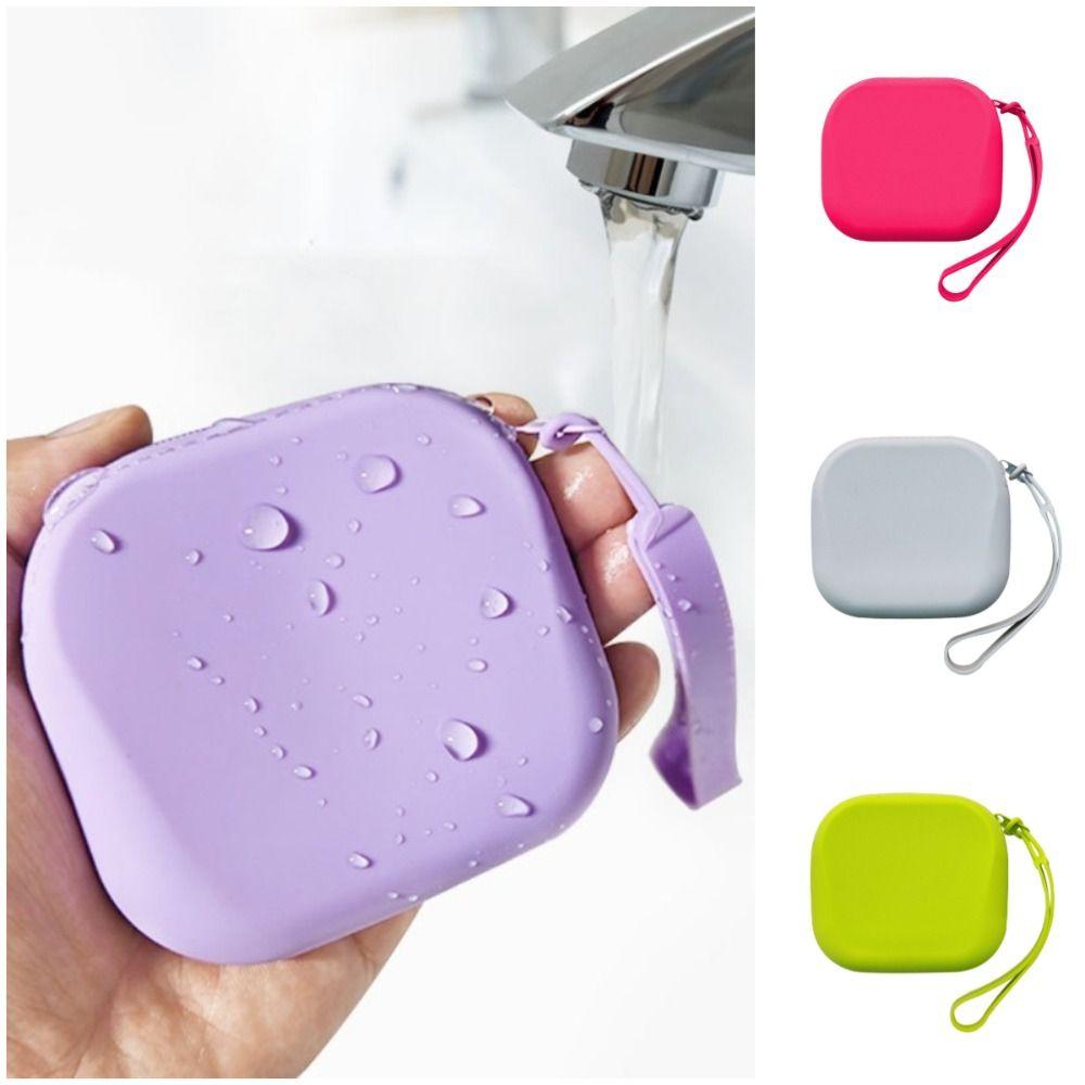 Square Silicone Coin Purse Silicone Earphone Bag Casual Mini Storage Bag  Travel
