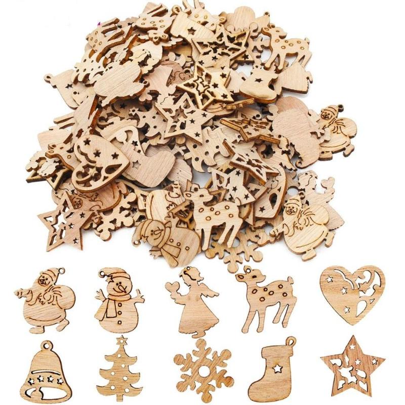 100 pezzi/set di trucioli di legno di Natale