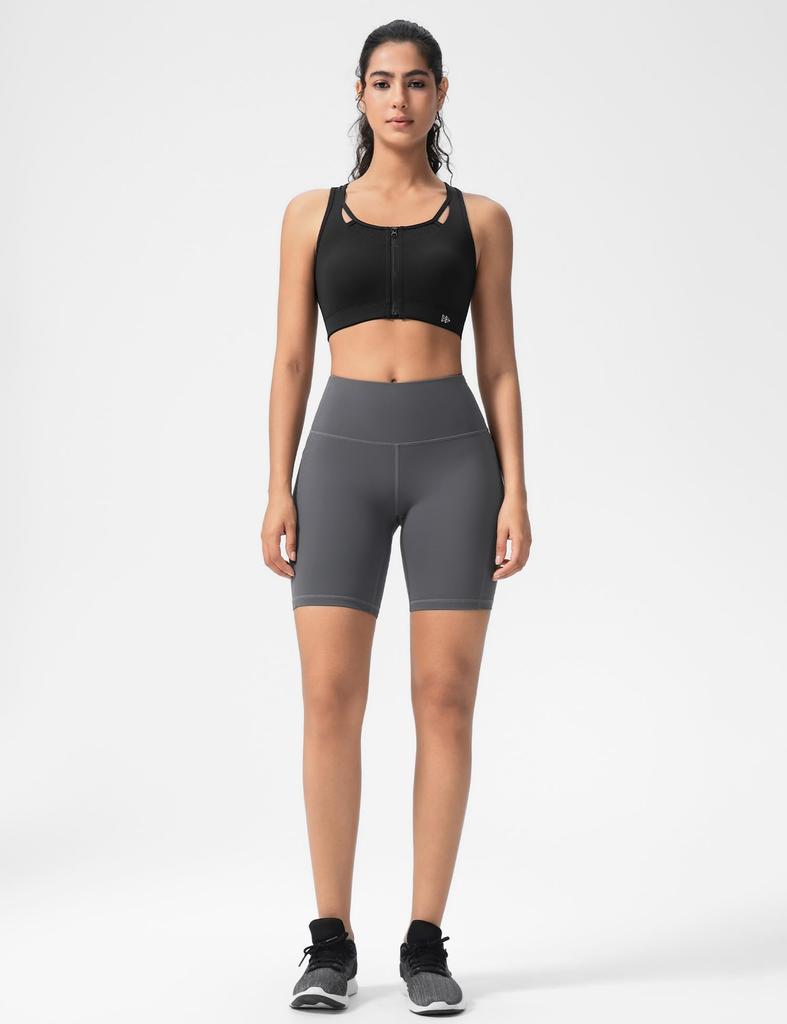 Yvette Sports Integrated Plus M Black Women's Bra, No-Slip, Front-Opening, Cup, Wireless, Breathable, Racerback, Fitness, Gym, Size, Running, Plus,