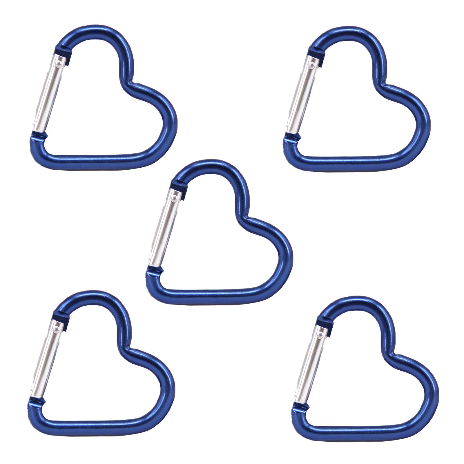 

5Pcs Heart Shape Carabiner Clip KeyRings Carabiner Keychains Metal Spring Snap Hook for Purse Handbag Hardware темно-синий