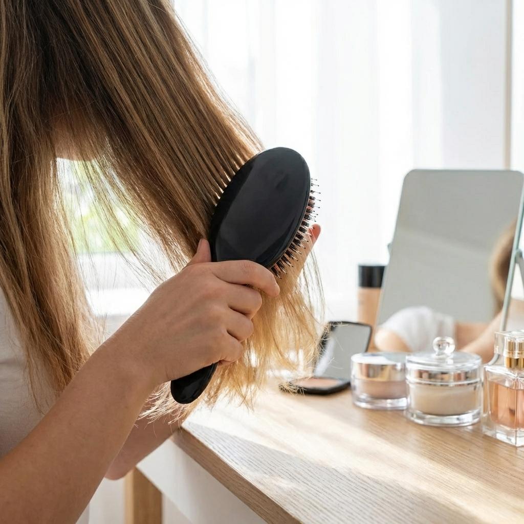 Hair brush for hair extensions with natural boar bristles L