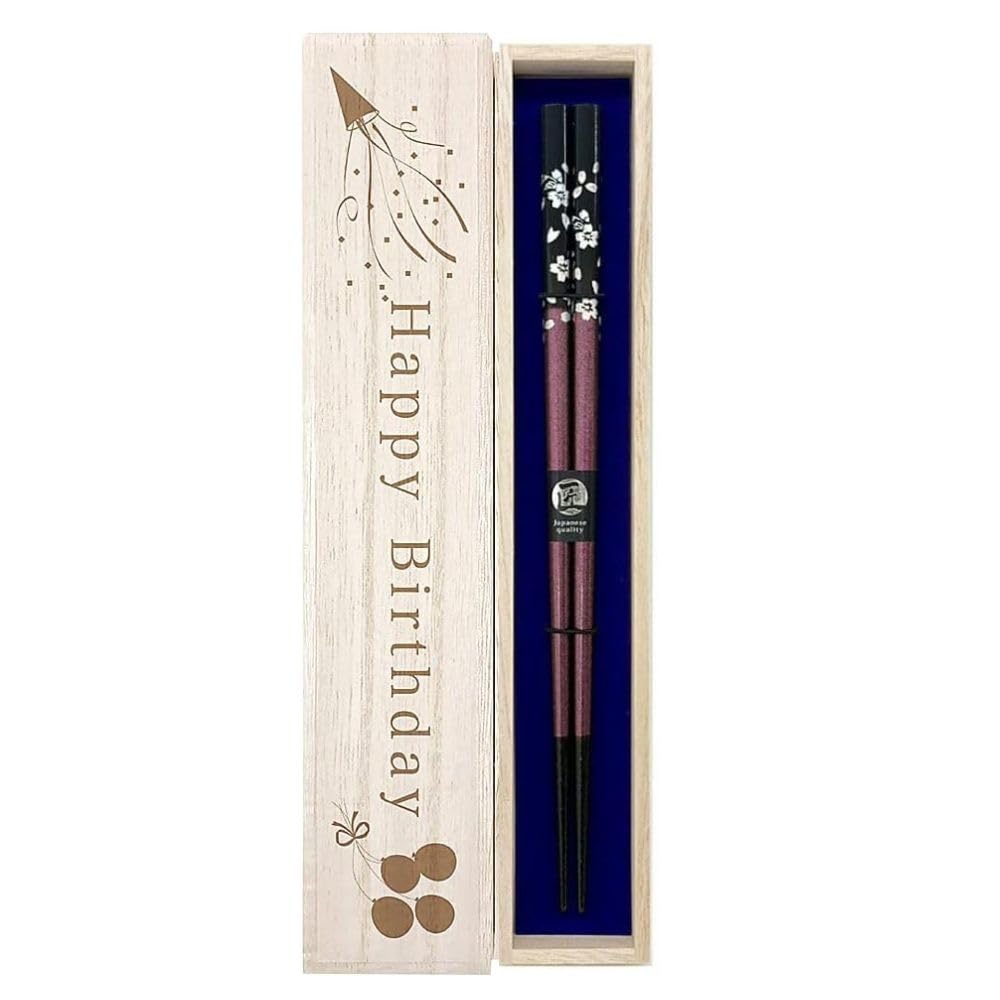 Chopsticks Sakura Flower 1 with designer paulownia wood box and gift Perfect as a birthday gift for or the Also Chopsticks Dishwasher-safe [Gin