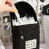 Multi Functional Black Cat Pencil Case Embroidery Pattern Backpack Shape Stationery Bag Stationery Organizer Students