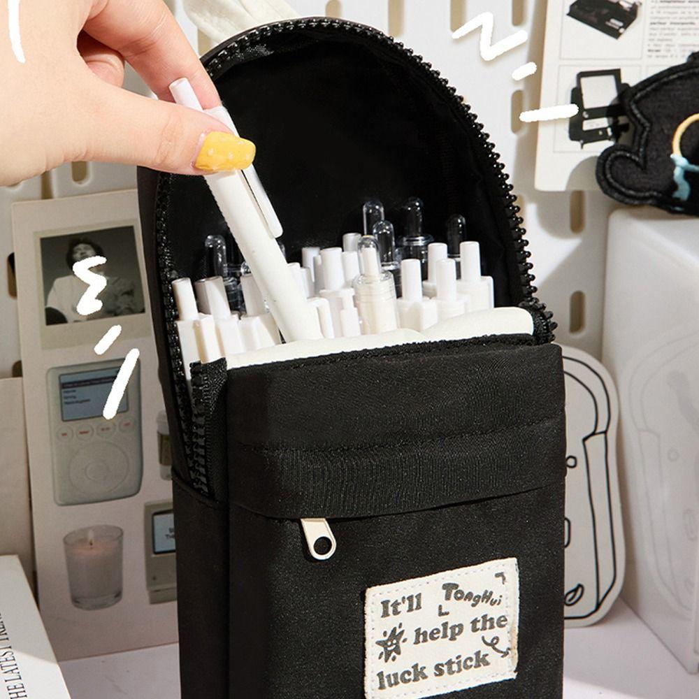 Multi Functional Black Cat Pencil Case Embroidery Pattern Backpack Shape Stationery Bag Stationery Organizer Students