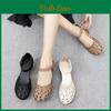 Embroidered Sandals High Summer Womens Heel Leather Shoes Cutout Retro Thick Heel Sandals