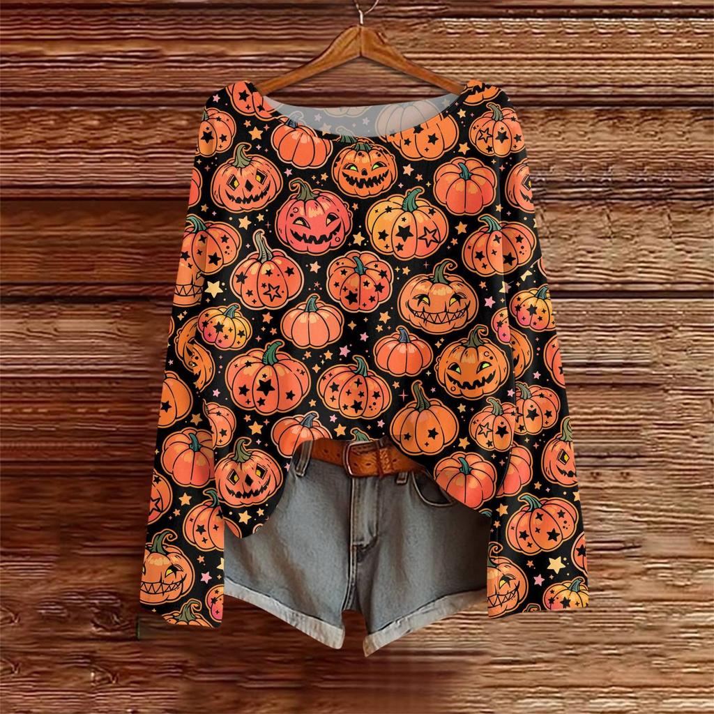 Long Sleeve Shirts For Women Print Graphic Tees Blouses Casual Plus Size Basic Tops Pullover