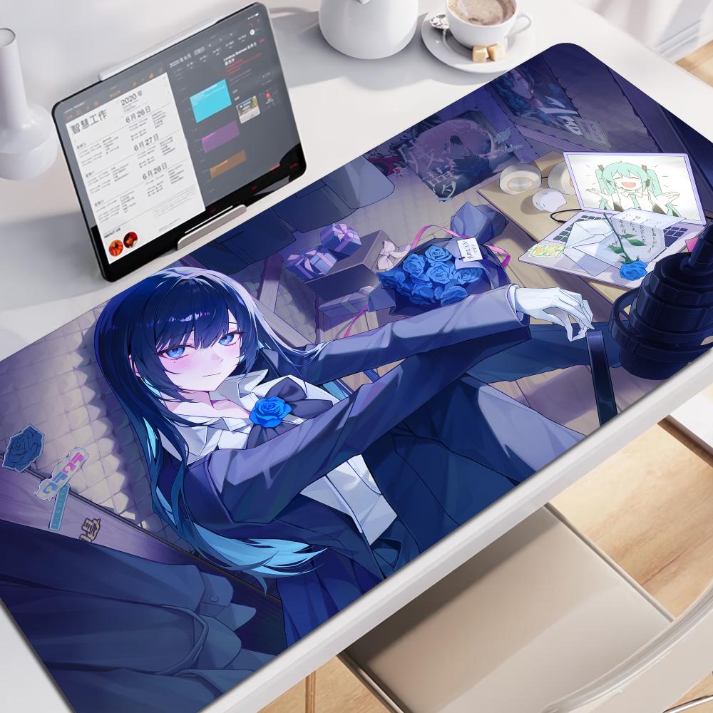 Singer Aado x Rubber Lock Edge Mouse Pad Super Big Computer Desk Mat Offices Accessories Virtual Idol Kawii Keyboard Pad