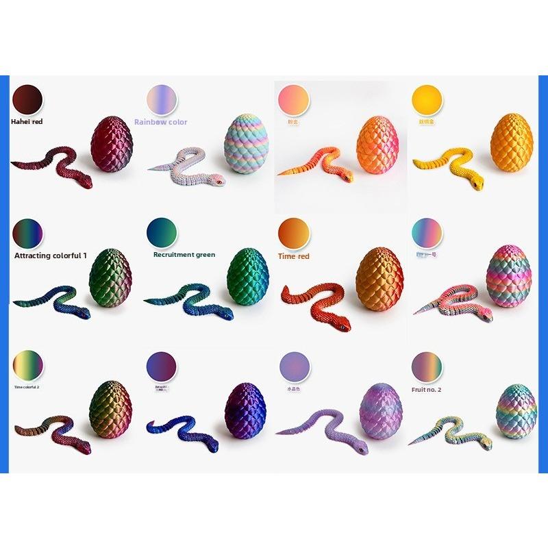 Printed Snake Egg, Python Egg, Viper Snake Set with Movable Joints and Luminous Night Light Decorative Toy Handicraft.