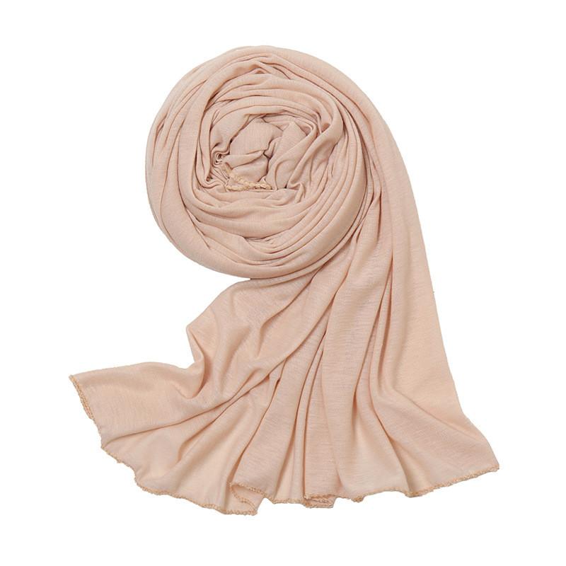 Light Cotton Monochrome Scarf Wrap With Stretch Breathable Fabric For Casual Wear