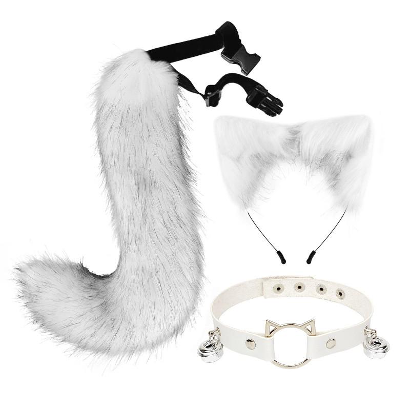 Anime Cosplay Fuchsohr Stirnband Schwanz Set Mit Kragen Accessoire Kostümparty