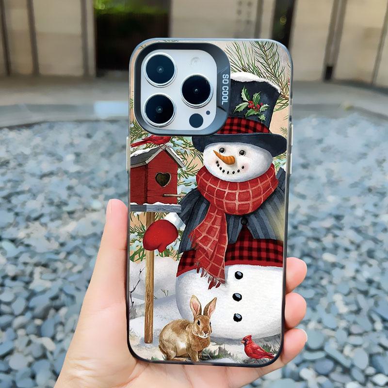 Christmas Snow Tree Phone Case For iPhone 16 Pro Max 15 14 13 12 11 Pro Max 13 Mini 15 14 Plus Shockproof Laser Back Cover Funda