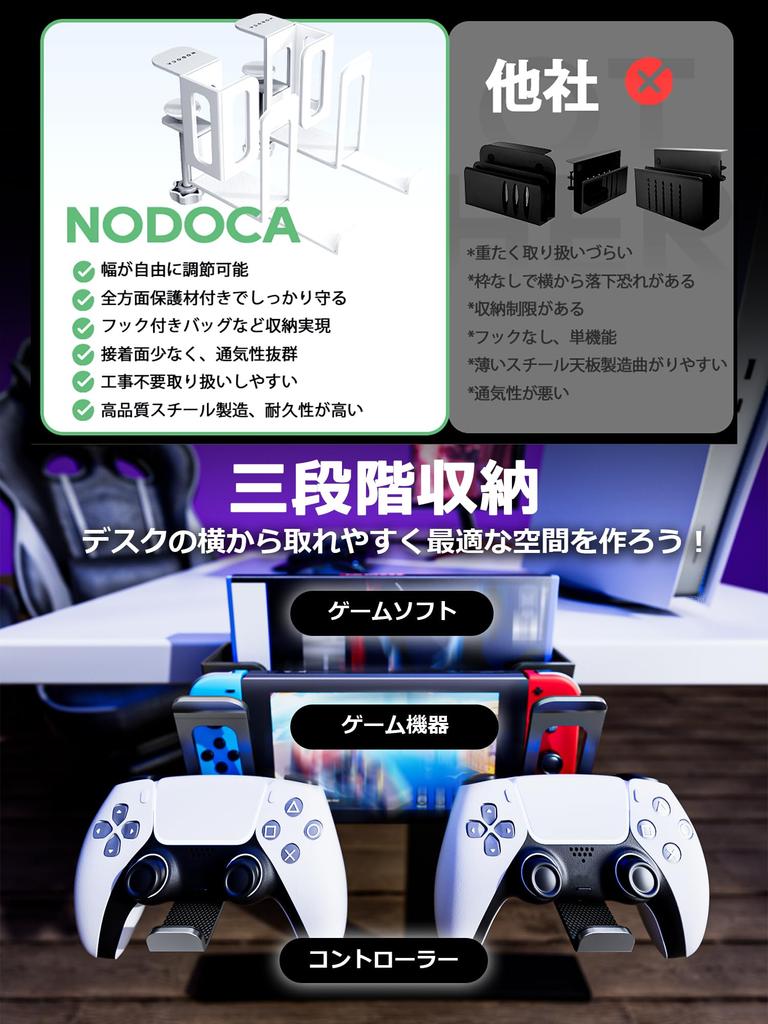 NODOCA Vertical Laptop Stand, Desk-Side Storage Rack with Adjustable Width, Compatible with MacBooks, Tabletop Storage, Laptop Holder for iPads and