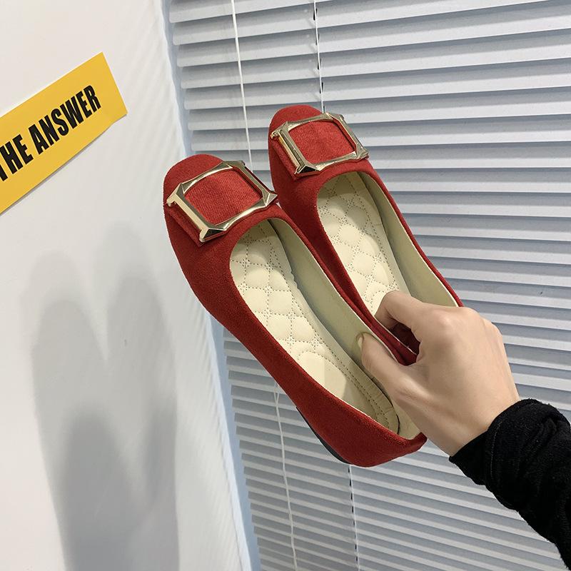 Women Girls Solid Big Size Slip On Flat Shallow Comfort Casual Single Shoes