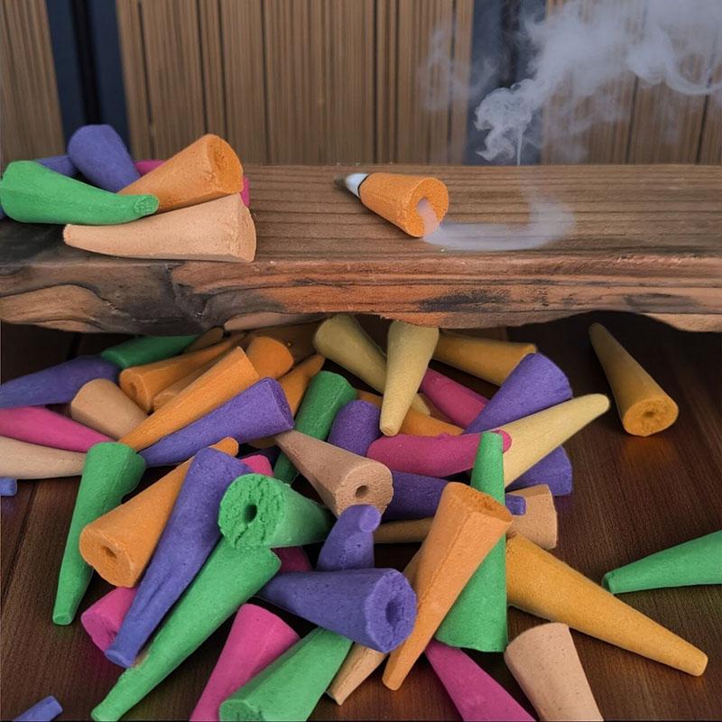 50 Pieces/lot Natural Backflow Incense Cones 25 minutes Extra Size Sandalwood Lavender Tower Incense Cones