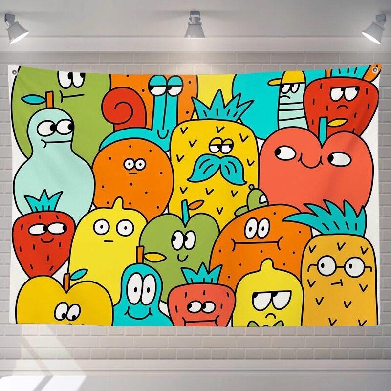 Nordic Style Cute Monster Cartoon Wall Tapestry for Kids Room Student Dorm Bedroom Living Room Bedside Decor