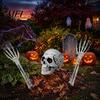 Easy Assembly Garden Ornaments Realistic Skeleton Stake, Spooky Halloween Skull Hand Yard Durable Plastic Cemetery Stakes Sign for Outdoor Lawn