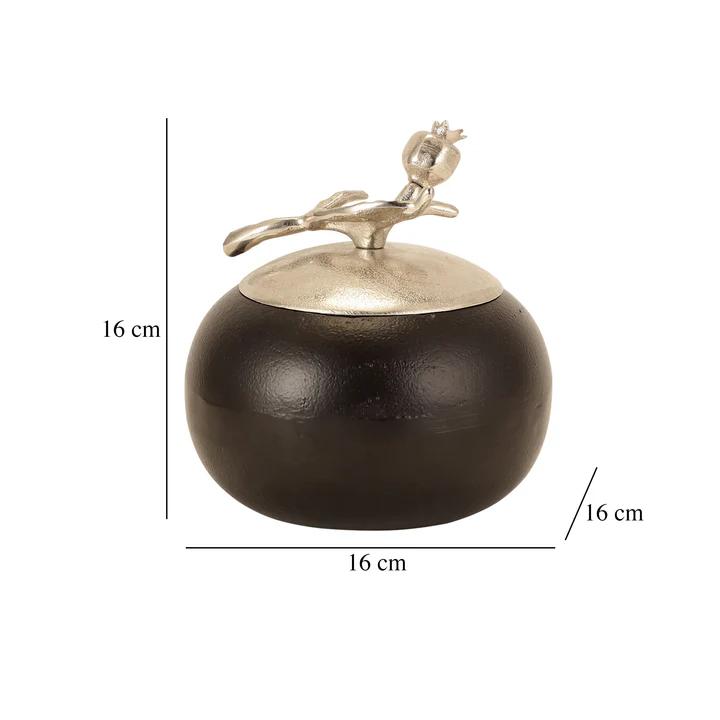 Metal Trinket Box in Silver Black | 16 x 16 x 16 cm