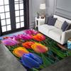 Vintage Floral Tulip Patterned Floor Mat, Non-slip, Machine Washable, Suitable for Living Rooms, Bedrooms, and Home Décor.
