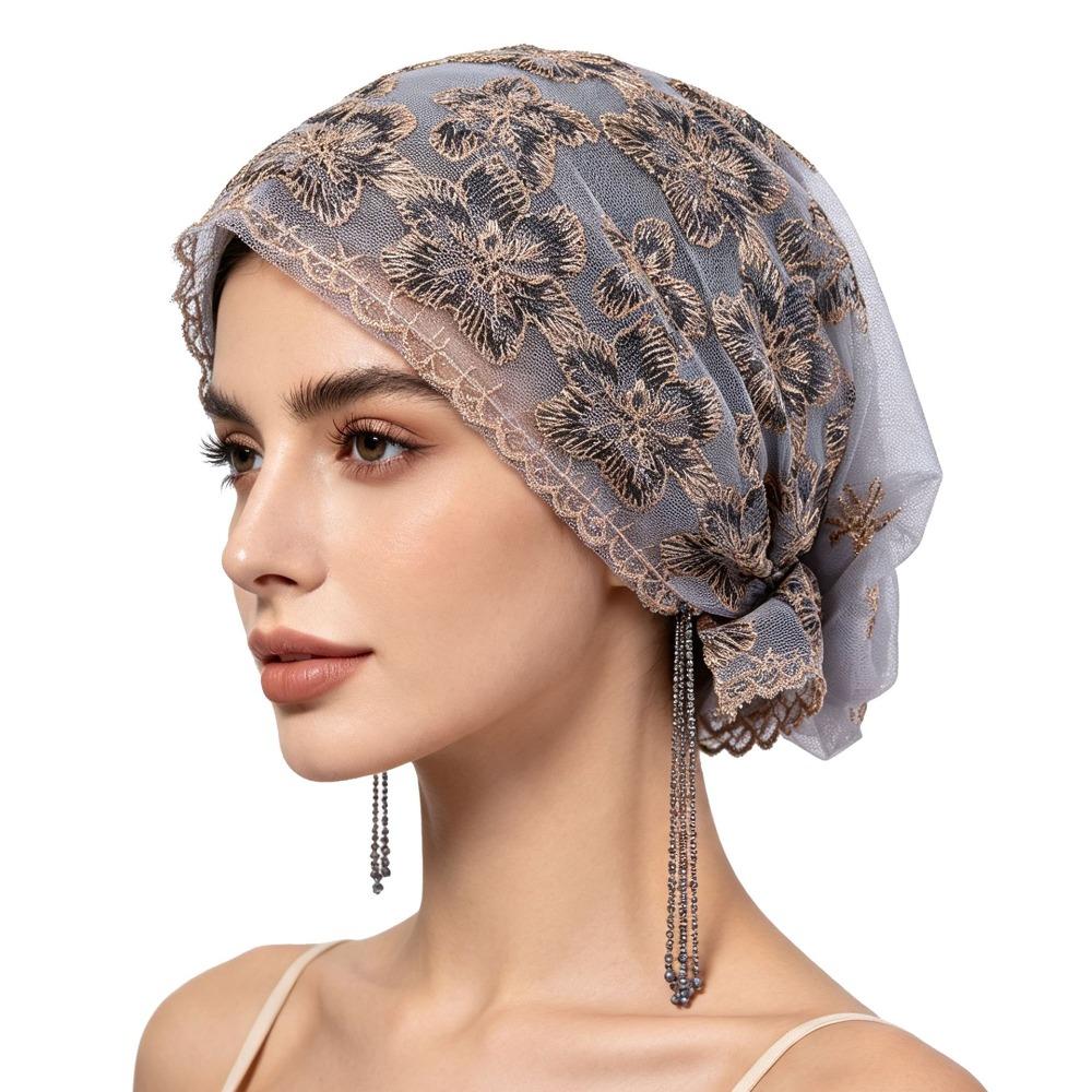 Lace Texture Embroidered Hair Cap Floral Pattern Fashion Headpiece Daily Hair Covering Daily Wear
