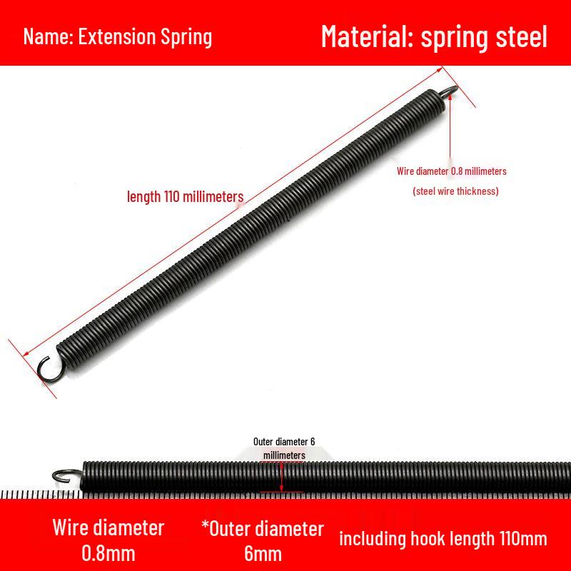 0.8mm Yellow Extension Spring with Hooks - Stapler Rebound Force 
