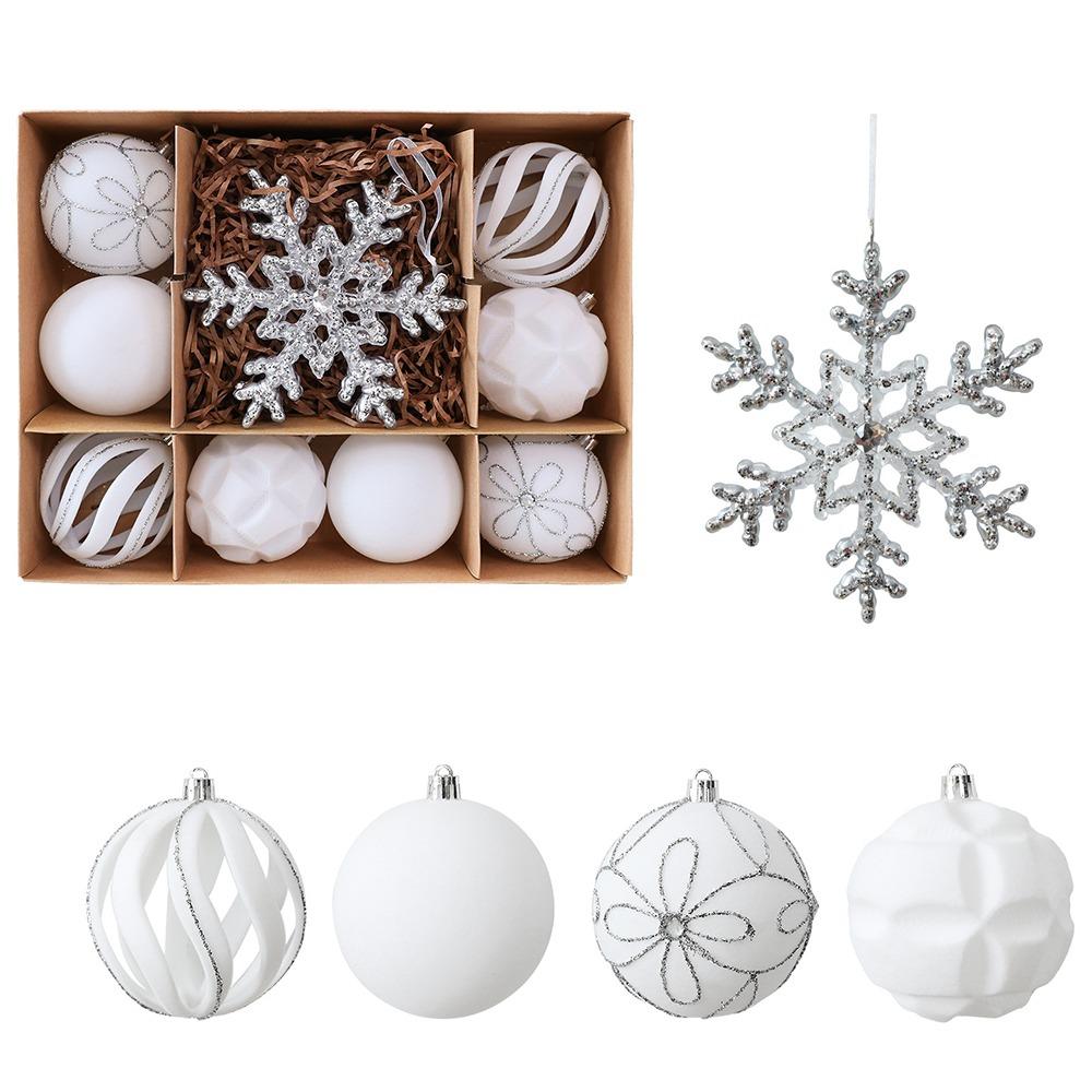 10Pcs Glitter Christmas Baubles Ornament Plastic Christmas Tree Decor Balls Party Decor