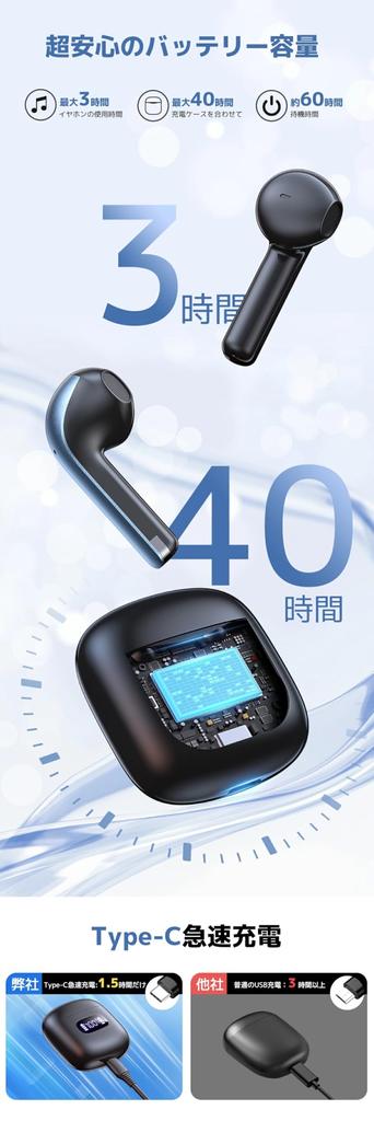 2025 Bluetooth Earphones with Battery Level Bluetooth Wireless 65ms Low ENC Noise Up to 60 Playback Support Display, 5.4+EDR, Earphones, Hi-Fi Stereo,