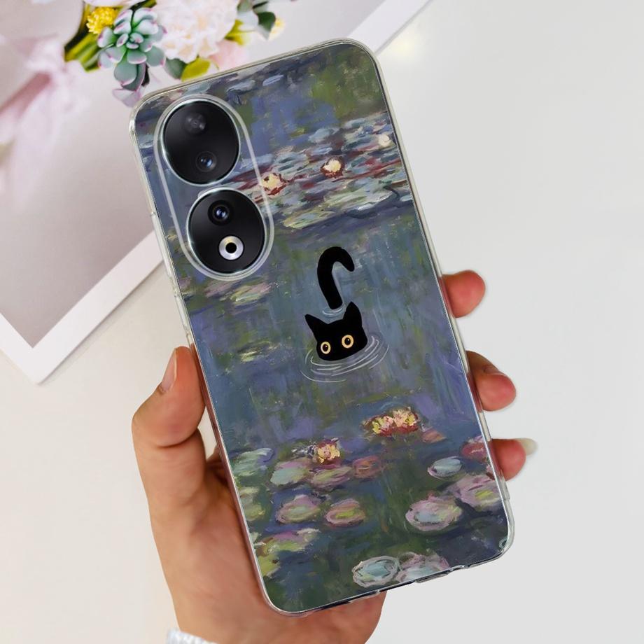 Para Honor 90 / Honor 90 Lite 90 Pro 90 Smart Case Funda de Silicona Suave Elegante de Lujo Hermosa Flor de Cerezo Fundas Tapa Transparente
