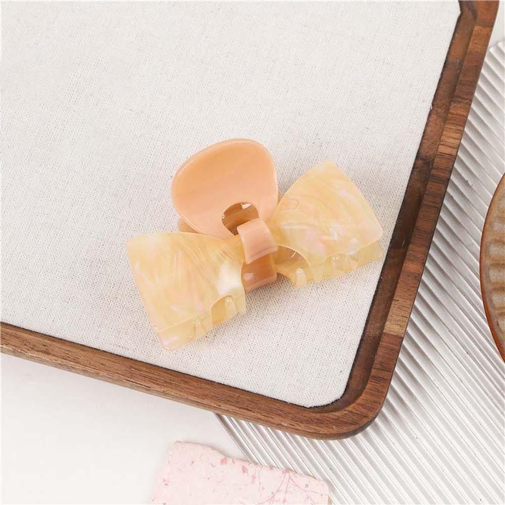 Sweet Acetic Acid Hair Claw Waterproof Contrasting Colors Bow Hairgrips Bownot Shark Clip  Women