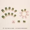 24 Pcs Romantic Gradual Change Glitter White Camellia Manicure with Fresh and Elegant Green Natural Wear Nail Piece