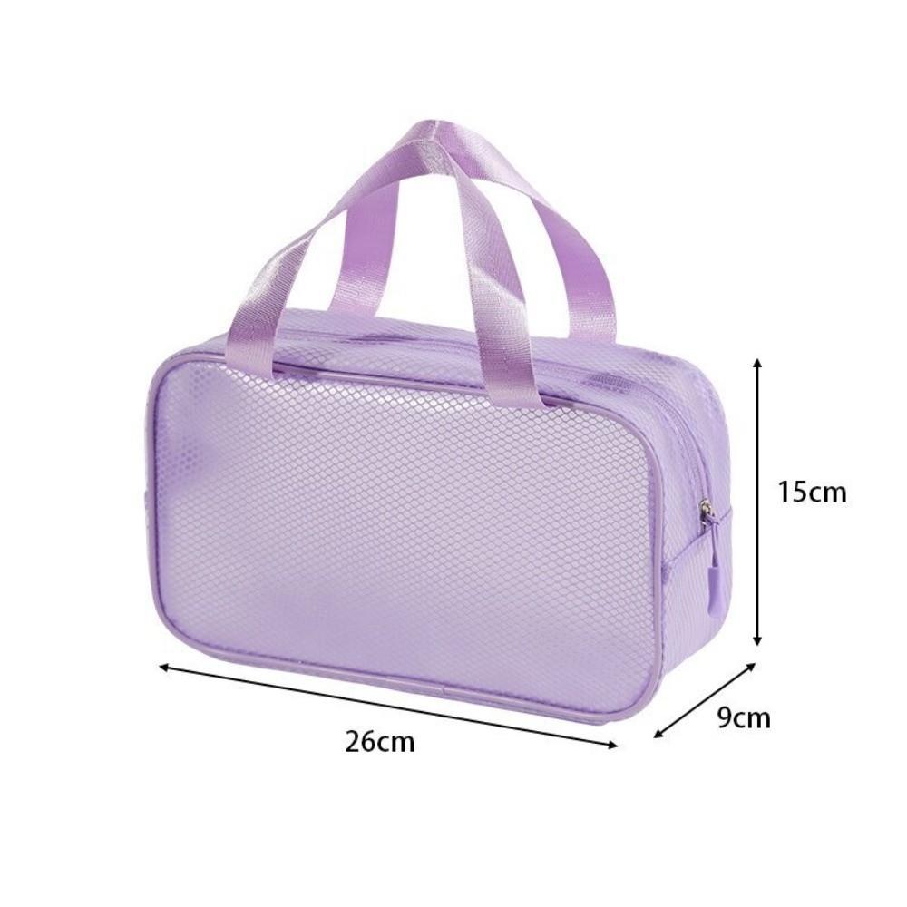 New Large Capacity Mesh Makeup Bag Handheld Zipper Make Up Organizer Case Transparent Waterproof Cosmetic Bag Travel