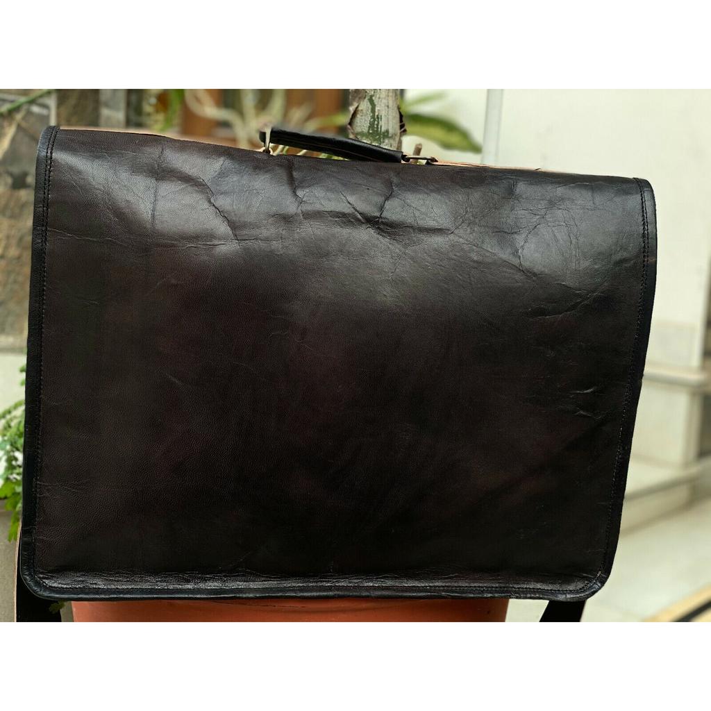 Torba na laptopa Teczka męska Oryginalna czarna skórzana listonoszka w stylu vintage