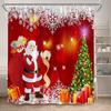 Winter Christmas Shower Curtains Town Street Snowman Snow Mountain Scenery New Year Xmas Home Bathroom Decor Bath Curtain Set