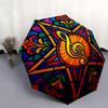 1pc Colorful Stained Glass Music Note Design Automatic Folding Umbrella - Portable 3-Fold Design with Iron Frame, Perfect for Outdoor Use, Festive Gif
