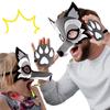 Set Costume Lupo Maschera Facciale Lupo Coda Lupo Guanti per Bambino Adulto Mascherata Compleanno Natale Halloween Costume Animale