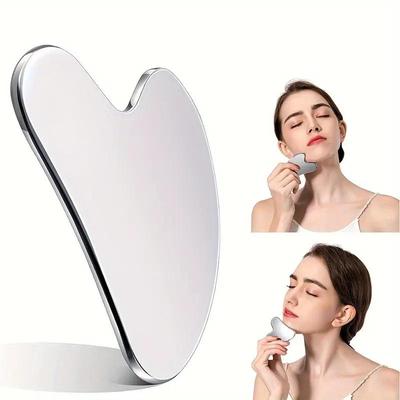 Heart-Shaped Stainless Steel Gua Sha Board for Facial Firming and Lifting Massage – Large Size, Multifunctional Fascia Tool.