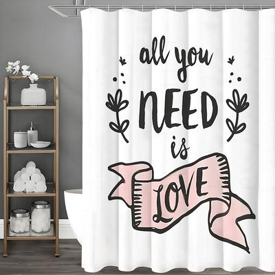 All You Need Is Love Shower Curtains, Bathroom Decorative Shower Curtains, Waterproof Hooked Shower Curtains.