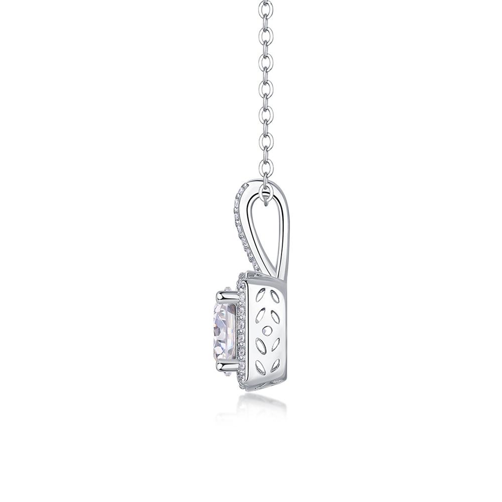 Vinregem Stříbro 925 VVS1 3EX Barva D 8 MM Kulatý Brus 2CT Pravý Moissanit Diamant Drahokam Přívěsek Náhrdelník Jemné Šperky GRA