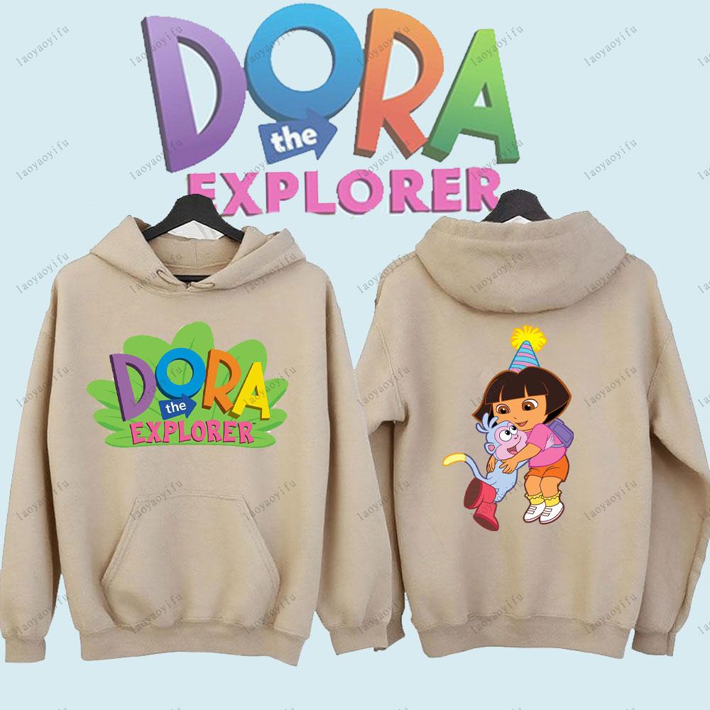 Dora The Explorer Cute Anime Cartoon Pullover Unisex Men's Sportswear for Autumn and Winter Tracksuit Streetwear Men