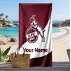 FC Köln Personalisiertes Bedrucktes Strandtuch Fußballlogo Unterstützung Benutzerdefinierter Name Text Absorptionsfähiges Handtuch für Sport Reisen Besonderes Geschenk