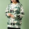 Women Crew Neck Fleece Sweatshirt Autumn Forest Fox Maple Leaf Mountain Stream Print Long Sleeve Loose No Hood Warm